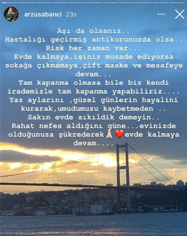 ممثلة تركية توجه رسالة للشعب التركي بشأن فيروس كورونا 1